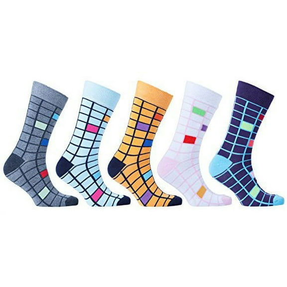 socks n socks - men's 5-pairs luxury cotton cool funky colorful fashion designer fun patterned dress socks with gift box