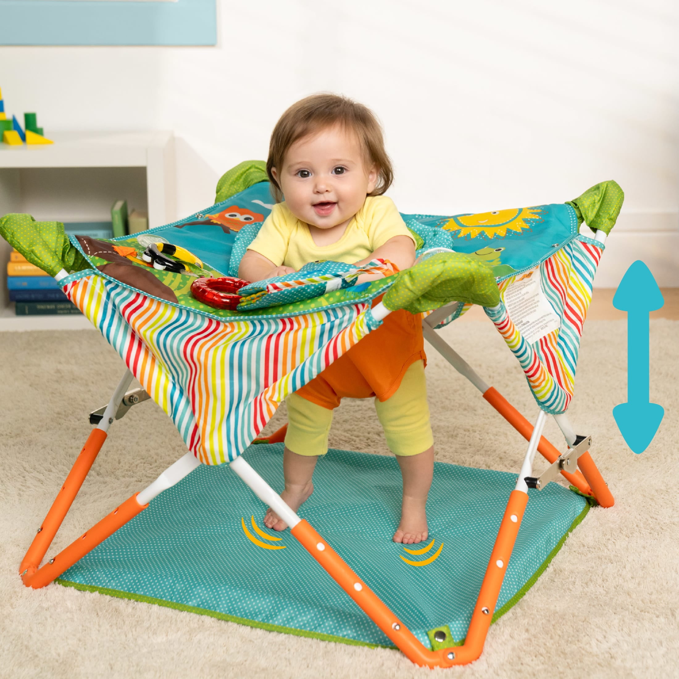 Bright Starts Pop 'N Jump Portable Activity Jumper, Owl Forest, Infant