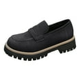 thumbnail image 6 of Womens Suede Loafers Classic Lug Sole Low Heel Slip on Penny Loafers Round Toe Daily Walking Shoes Work Business Casual Shoes Black Size 7.5, 6 of 7