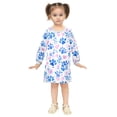 thumbnail image 2 of long-sleeved dress Blue and Pink Watercolor A-line dress with ribbed cuffs Soft and comfortable, 2 of 6