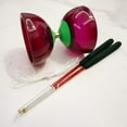 thumbnail image 1 of Five Bearings Chinese Yoyo 5\u201d Diabolo Toy with Fiberglass Diablo Sticks & String with Drawstring Bag (Translucent Purple), 1 of 6