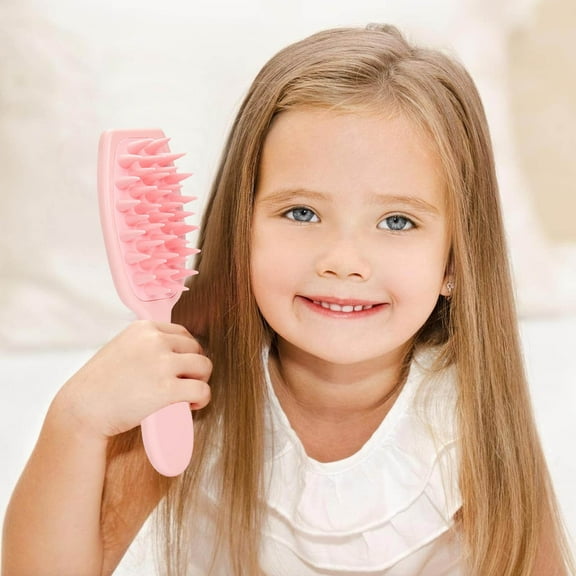 Hair Brush Scalp Massager Long Handle Shampoo Brush for Wet Dry Use Portable Hair Scrubber with Soft Silicone Ideal for Women Men Children