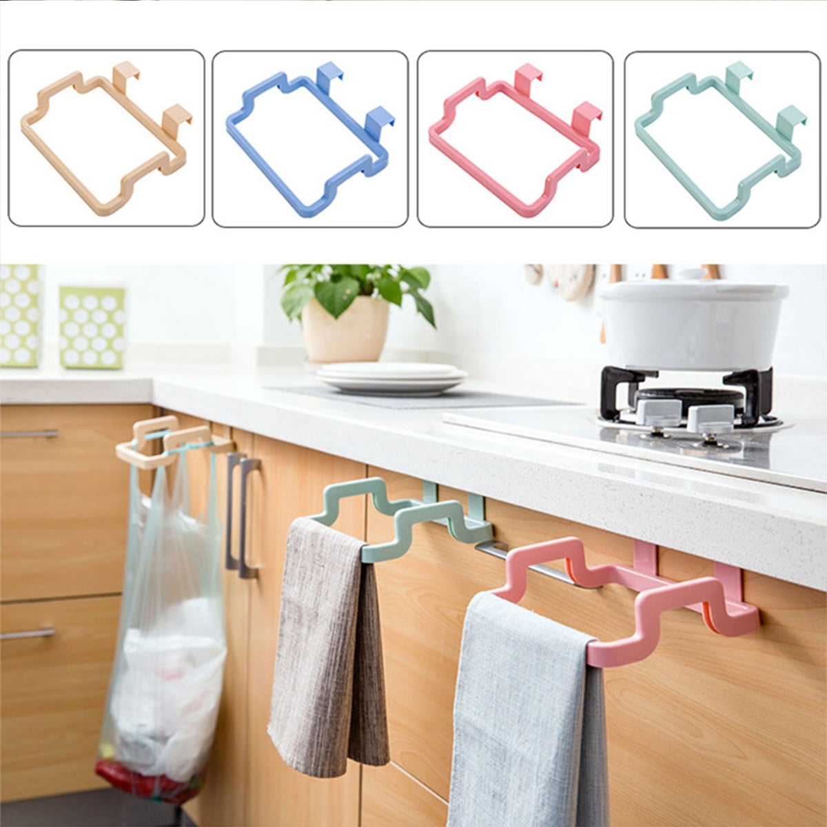 Kitchen Hanging Trash Garbage Bag Holder Over Cabinet ...