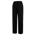 thumbnail image 2 of TOWED22 Women's Linen Pants Casual High Waisted Wide Leg Paperbag Pants with Pockets(Black,XXL), 2 of 6