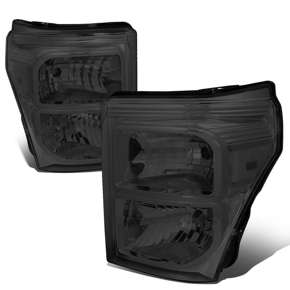 DNA Motoring For 11-16 Ford F250 F350 Super Duty Smoked Clear Corner Headlight Lamps Pair Replacement