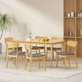 thumbnail image 2 of GDF Studio Carmody Wood and Fabric 7 Piece Dining Set, Natural Oak, Dark Gray, 2 of 10