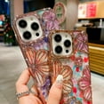 thumbnail image 2 of Compatible with iPhone 14 Pro Max 6.7" Phone Case Plating Bling Colorful Floral 3D Clear Cover Soft TPU Cute Camera Protection Shockproof Back for Women Girls iPhone Case, Silver, 2 of 5