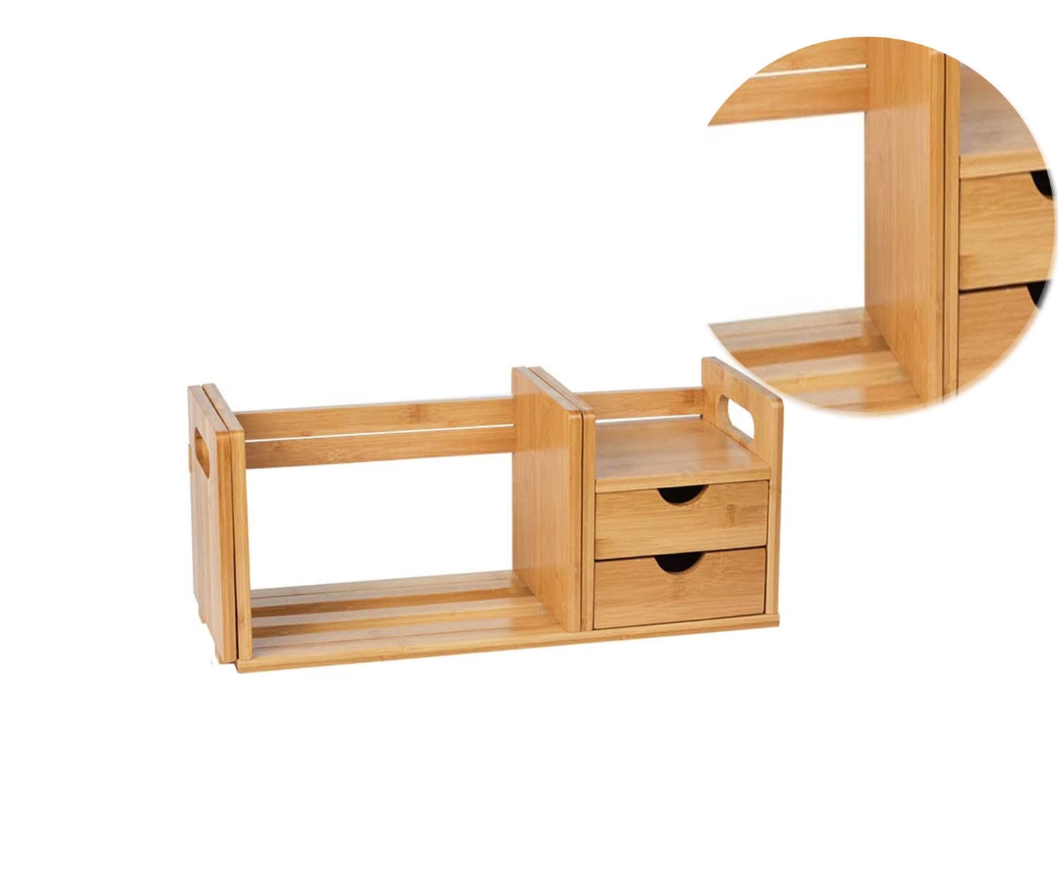 File Rack Desktop Bookshelf Counter Top Bookcase Adjustable with Drawer