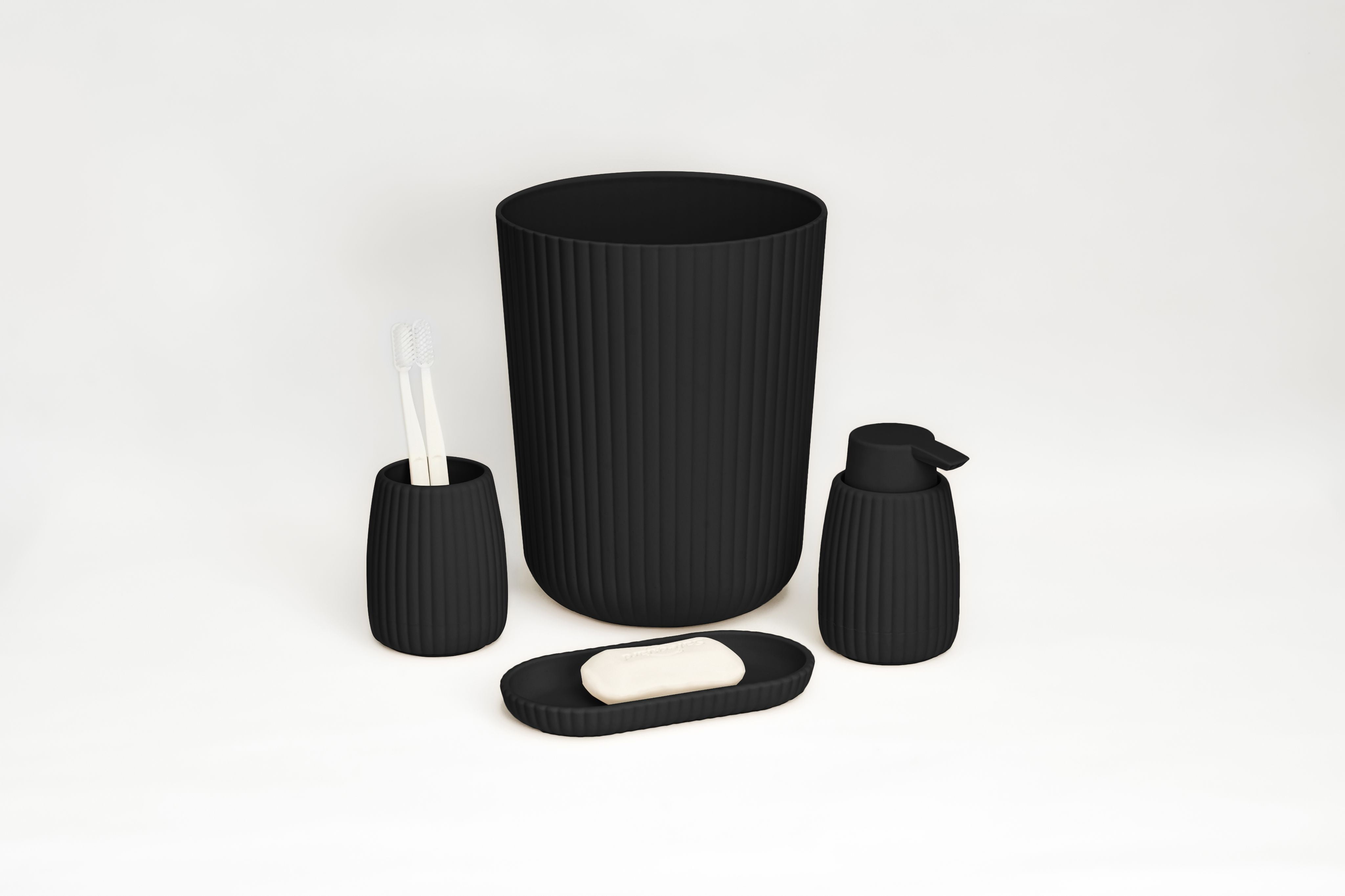 Mainstays Rubberized Plastic Ribbed 4-Piece Bathroom Accessories