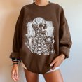 thumbnail image 4 of Sudadera extragrande de lana de manga larga con cuello redondo y estampado de calavera para mujer Pompotops gfhjh16838, 4 of 5