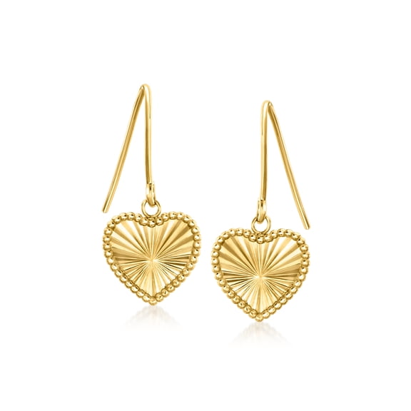 Ross-Simons Italian 14kt Yellow Gold Sunburst Heart Drop Earrings, Women's, Adult