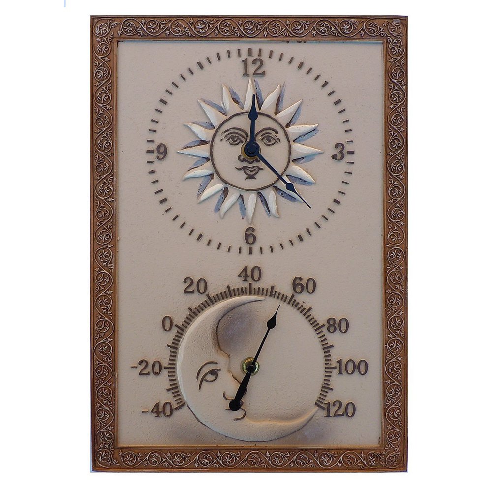 ACURITE Indoor / Outdoor Sun and Moon Decorative Clock with Thermometer