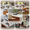 thumbnail image 3 of Hawsaiy 7-Piece Dining Table Set for 6, 67" LED Marble Dining Table Set with 6 Adjustable Swivel Bar Stools, Dining Set for Kitchen Island (White+Brown), 3 of 9