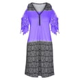 thumbnail image 3 of Summer Saving Wycnly Formal Dresses for Women Quarter Zip Sexy Lace Trim Cold Shoulder Tunic Tshirt Dress V-Neck Short Sleeve Western Print 2024 Summer Mini Dresses Purple m Clearance Clothes, 3 of 5
