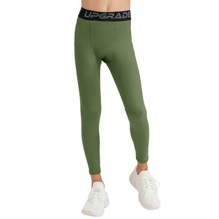 Lcxweerr Kids Boys Youth Athletic Tights Pants Autumn Winter Soccer Baseball Pants Tights Quick Dry Base Layer Bottoms Pants 5-12 Years