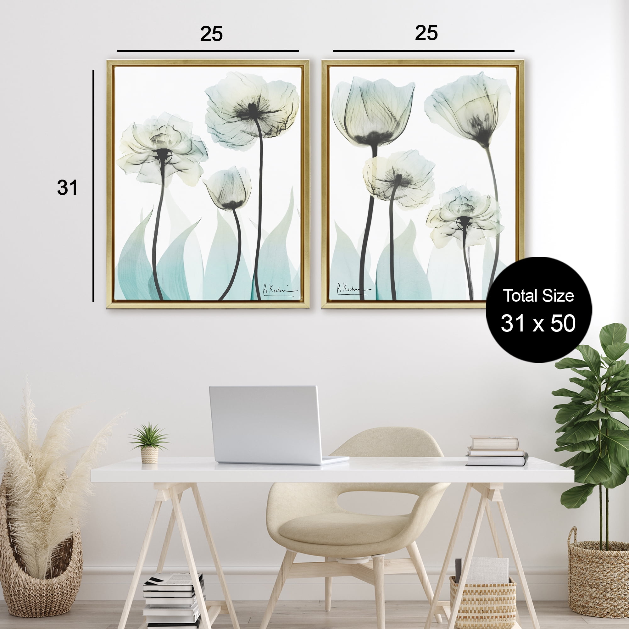 Stupell Industries Luxury Of Creation Flowers 2 Piece Gold Framed Floater Canvas Set, design by Albert Koetsier