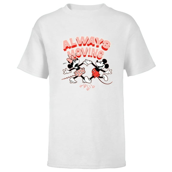 Disney Mickey and Minnie Always Moving - Short Sleeve T-Shirt for Kids - Customized-White