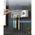 thumbnail image 3 of UV Toothbrush Sanitizer with Holder, Electric Toothbrush Holder Wall Mounted with Cover for 4 Slots, 2000mAh Rechargeable with Timer, Cordless Bathroom Organizer - White, 3 of 3