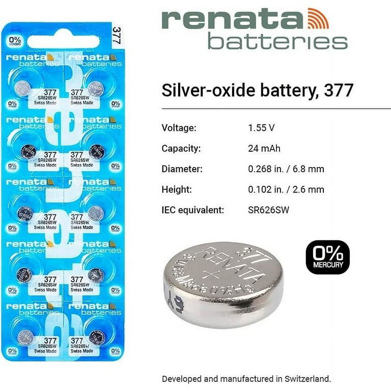 Renata Batteries 377 Silver Oxide Battery (5 Pack)