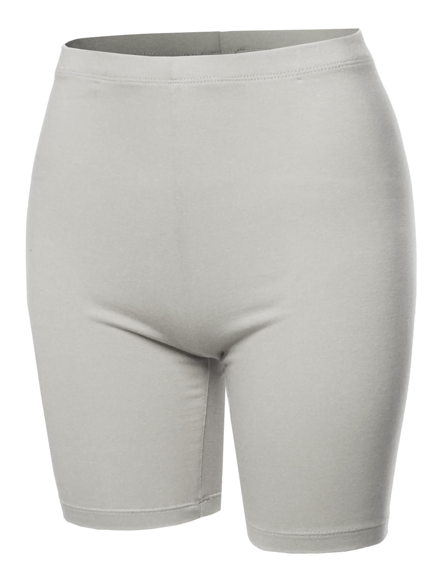 Womens Solid Premium Cotton Mid Thigh High Rise Biker Bermuda Shorts
