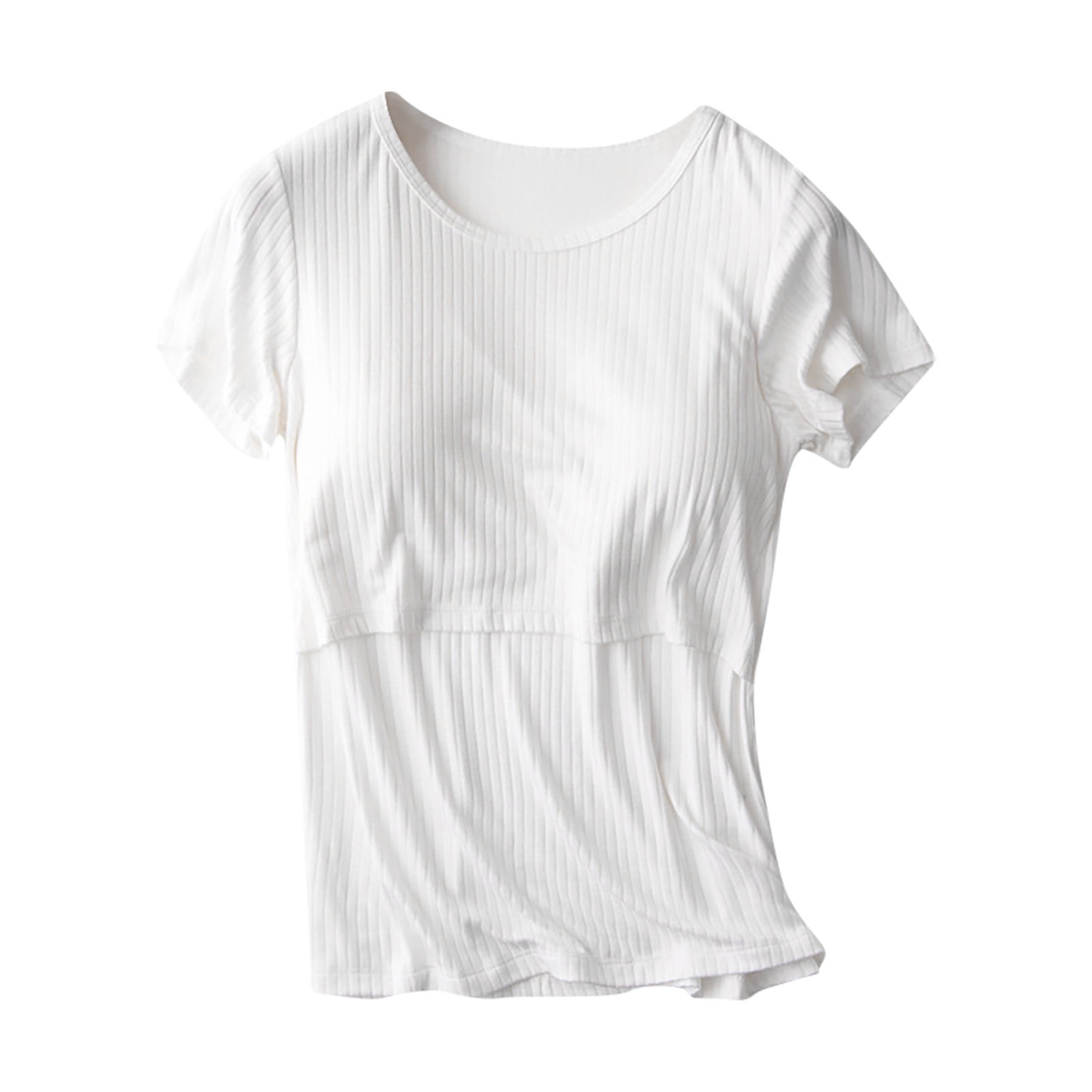 Femme T-Shirt De Maternité Ourlet Irrégulier Décontracté Manches Courtes Col Rond T-shirt Basique Allaitement Haut En Dentelle Femme, Gris, S