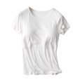 thumbnail image 2 of Dihao Maternity Tops for Women Plus Size Women's Solid Maternity Nursing Tops Short Sleeve Crew Neck Loose Casual Tee Shirts Front Pleat Tunic Pregnancy Tops Laye Breastfeeding Pregnancy Shirts, 2 of 3