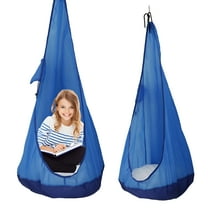 LAMIRO Swing Pod Chair for Kids without Cushions Folding Hanging Durable Child Hammock Nest for Suspension Seats (Blue)