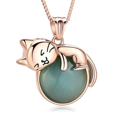 Stainless Steel Cat Urn Pendant Stone Moon Memory Necklace for Cremation Ashes Keepsake Memorial Jewelry