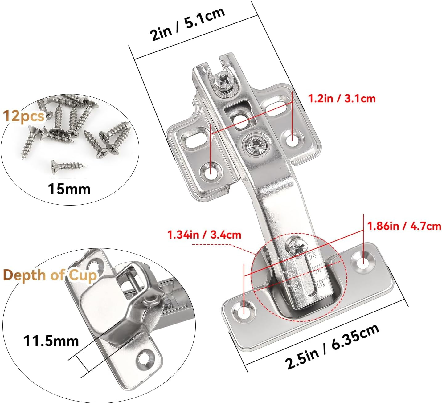 2-Pack 165° Full Overlay Soft-Close Cabinet Hinges – Heavy-Duty, Clip-On, Multi-Pivot For Frameless Corner Cabinets