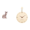 thumbnail image 1 of Figura decorativa de gato de cerámica, adorno de escritorio, reloj de pared de madera, silencioso, accesorio para el hogar, ideal para dormitorio, sal, 1 of 8
