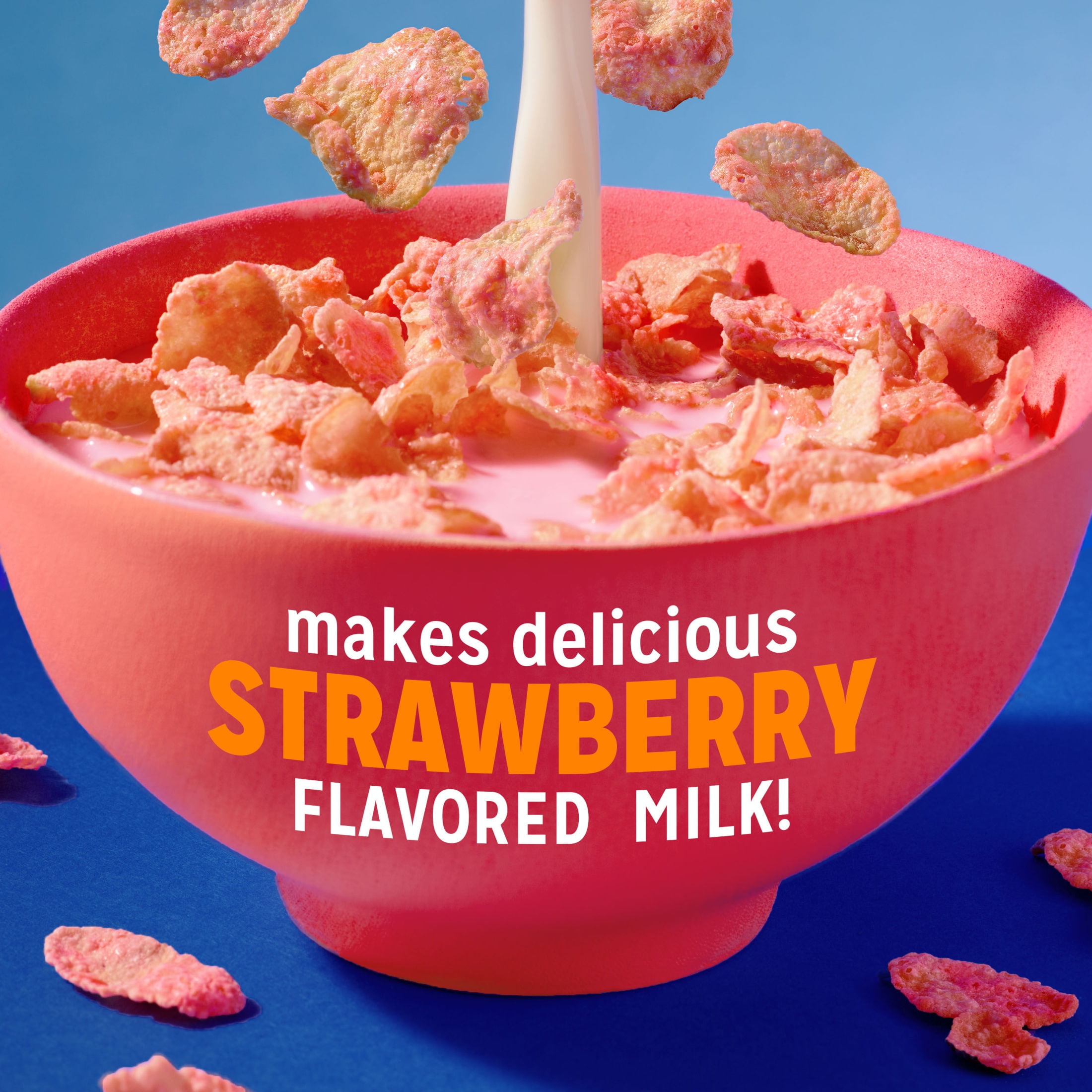 (6 pack) Kellogg's Frosted Flakes Strawberry Milkshake Breakfast Cereal, Kids Cereal, Family Size, 20.1 oz