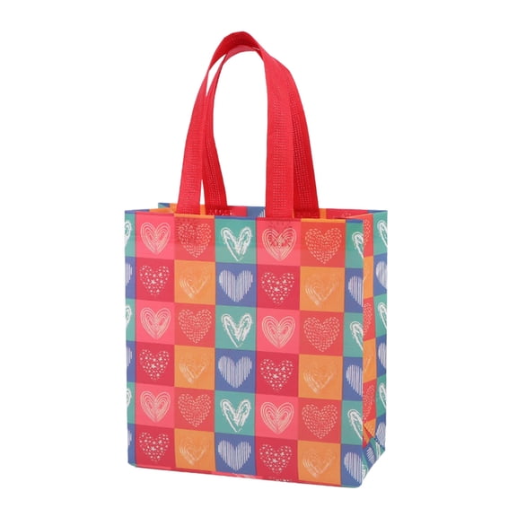 Happy Valentines Day Reusable Gift Bag, Treat Bags with Handles, Goodie Bags, Multifunctional Non-Woven Valentines Bags for Gifts Wrapping, Party Supplies