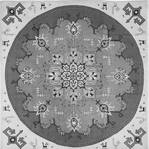 Ahgly Company Indoor Square Medallion Gray Traditional Area Rugs, 6' Square