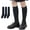Plain Black 3 Pack, variant on Girls Knee High Socks Seamless Cotton School Uniform Socks Kids Boy Over the Calf Socks 3/5 Pack