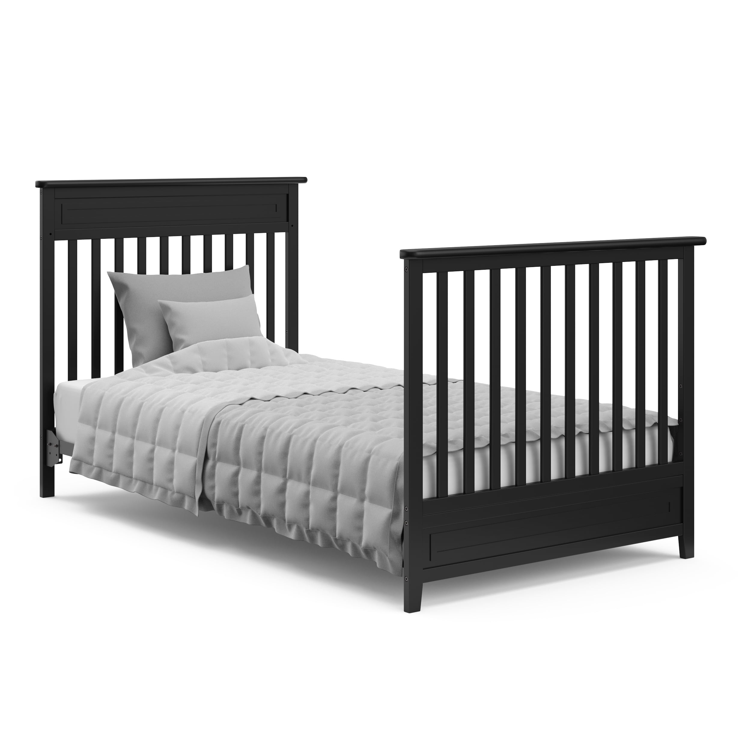 Storkcraft Petal Mini 4-in-1 Convertible Baby Crib with Mattress, Black