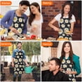 thumbnail image 7 of Black White Flower Pattern Apron-Garden Aprons for Women with Pockets-Cotton Linen Waterproof Kitchen Cooking Gardening Aprons Adjustable for Kitchen,Cooking,BBQ and Salon 33x27 Inch, 7 of 7
