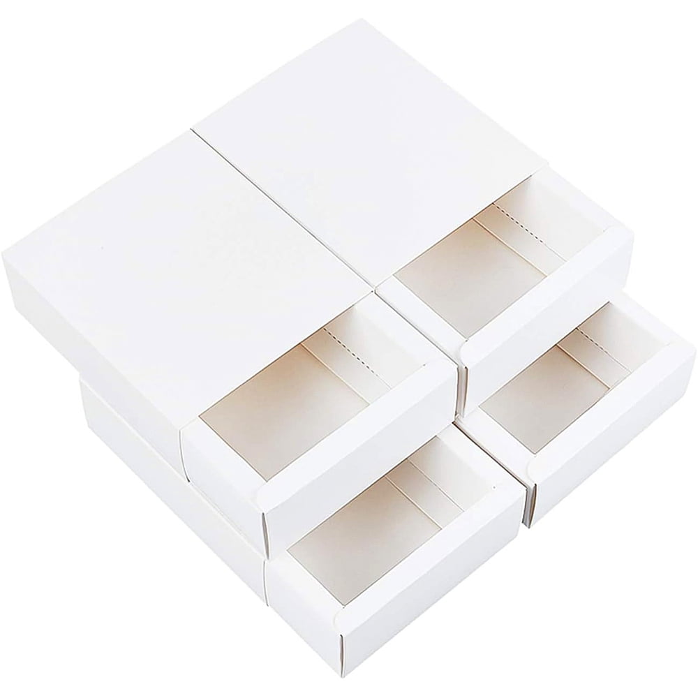 20 Pack Kraft Paper Drawer Box 5x4.5x1.7" Festival Gift Wrapping Boxes Soap Jewelry Candy Weeding Party Favors Gift Packaging Boxes White DIY