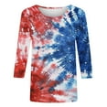 thumbnail image 5 of Odbmxy Patriotic Women T Shirts Independence Day 3/4 Sleeve Womens Tops Festivals Summer Tie-Dye Loose Casual Tops, 5 of 5