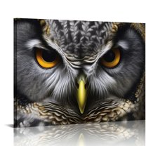 Nawypu Canvas Prints Wall Art For Home and Office Wall Decoration Watercolor Grey Owl Canvas Artwork Print Painting Picture Grey Bird Modern Abstract Framed Wall Art for Living Room Kitchen