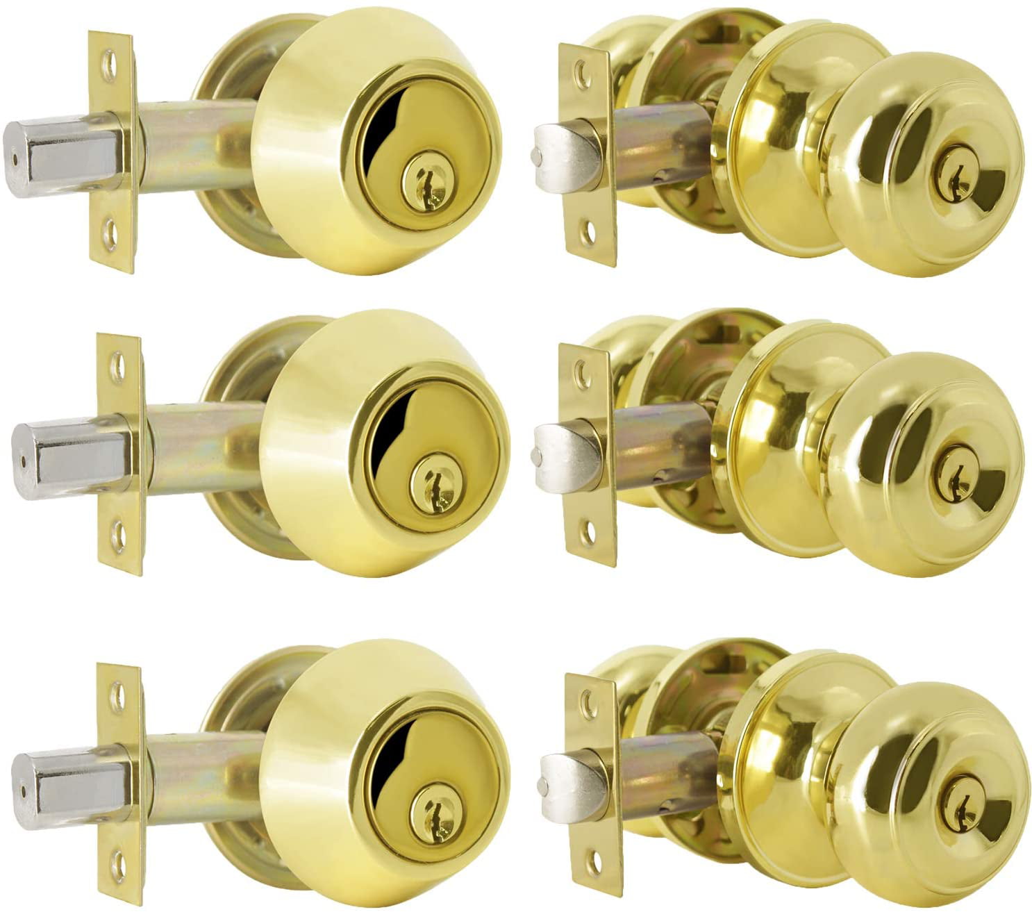Polished Brass Double Cylinder Entry Door Deadbolt New 