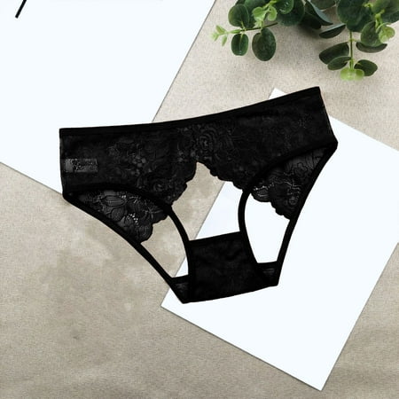 Rigardu Hot Sale!! Women s Mid Waisted Panties Hollow Underwear 2025 Trendy Womens Lace Breathable Lace Hollow Out and Raise The Buttockspure Brief Black One Size