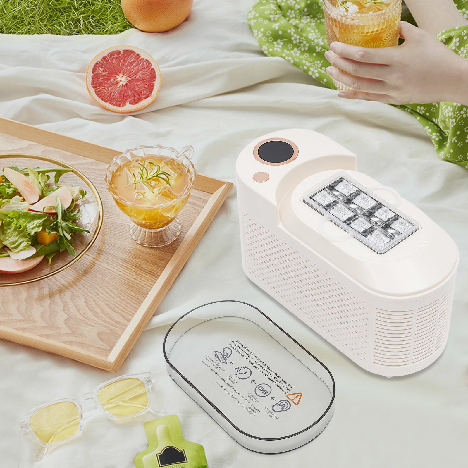 8.5*3.66*5.04 in Modern White Mini Countertop Compact Ice Machine for Home Kitchens, Outdoor Spaces