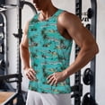 thumbnail image 3 of Wukai Hawaii Palms Print Men’s Workout Tank Top Sleeveless Muscle T shirt Gym Running Fitness Tank Top-3X-Large, 3 of 7