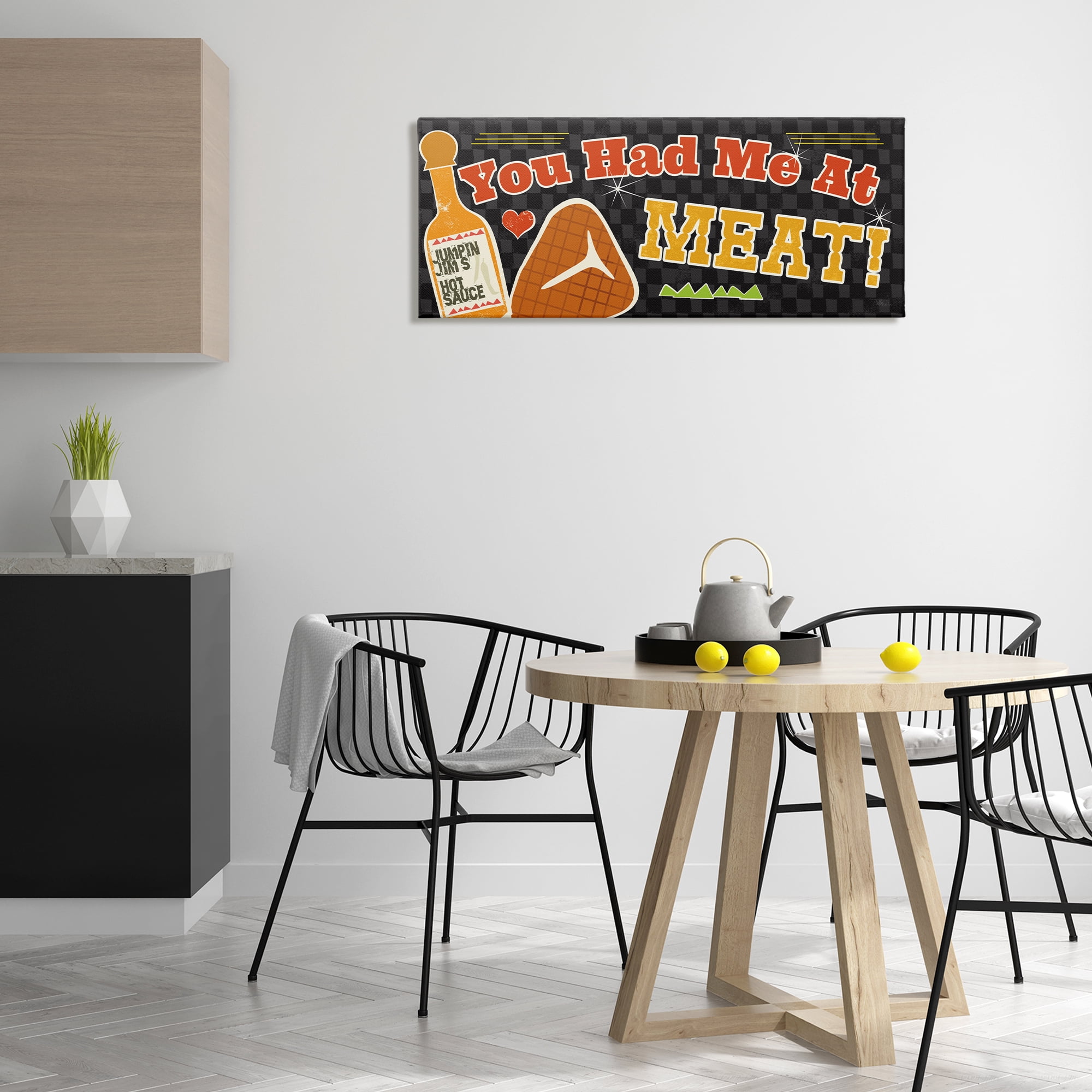 Stupell Industries You Had Me At Meat Food & Beverage Painting Wrapped Canvas Art Print Wall Art, 40 x 17