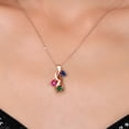 thumbnail image 3 of 18K Rose Gold Plated Silver Blue Created Sapphire and Pink Created Sapphire and Green Nano Emerald Pendant for Women (1.60 Cttw, Gemstone September Birthstone, Heart Shape 5MM, 18 inch Chain), 3 of 6