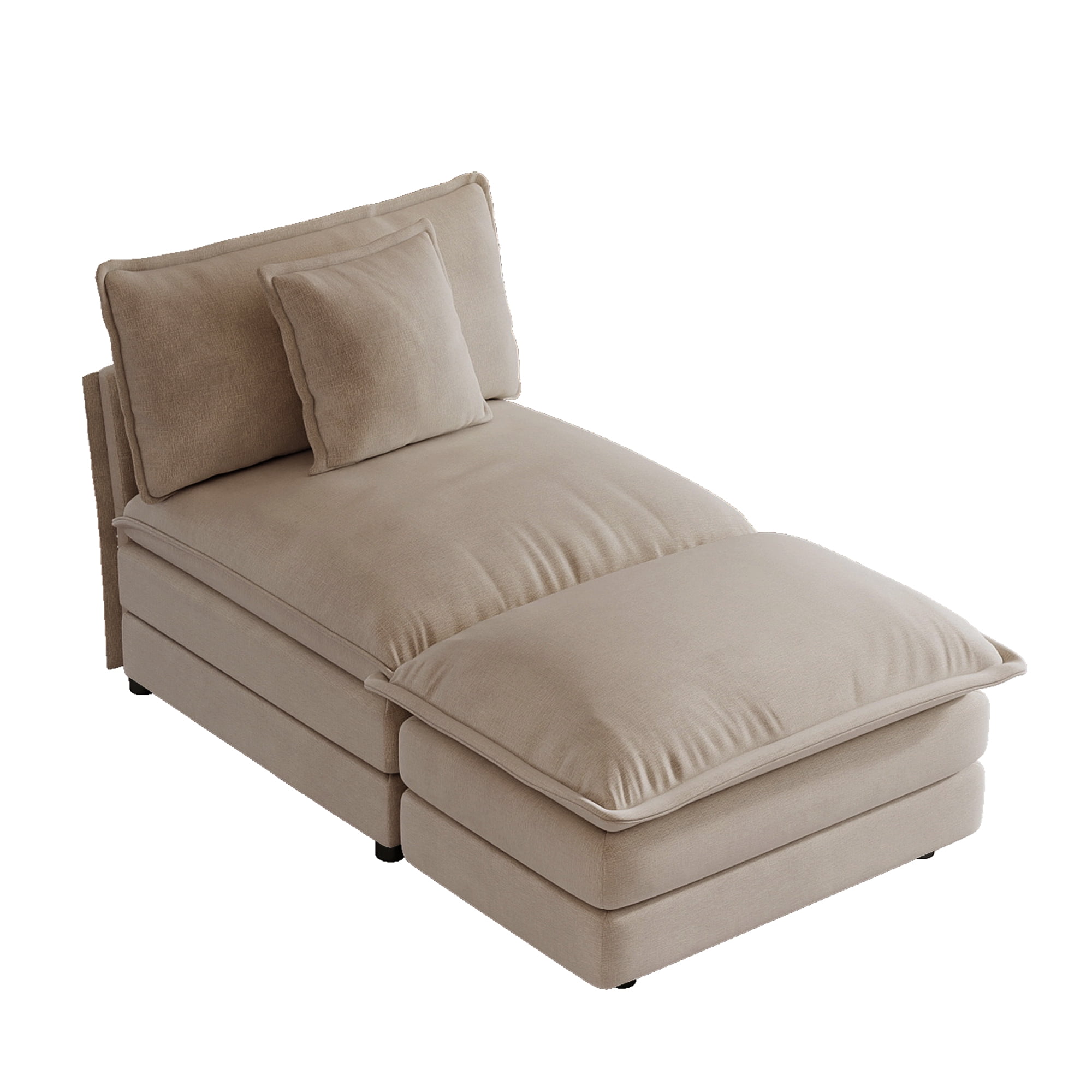 Sectional Sofas Light Coffee Armless 1-Seat & Ottoman