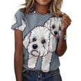 thumbnail image 3 of Cute Bichon Dog T-Shirt O Neck Oversize T-Shirts Short Sleeve Classic Tees Women Summer Graphic Tops, 3 of 5