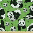 thumbnail image 2 of Ambesonne Soccer Fabric by the Yard Microfiber, Funny Panda Hearts Stars, 5 Yards, Lime Green Black White, 2 of 2