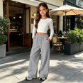 thumbnail image 5 of Wide Leg Sweatpants for Girls Baggy Straight Sweat Pants School Running Casual Elastic Waist Joggers Trousers Teen Kids Trendy Pull on Sweatsuits Bottom, 5 of 6