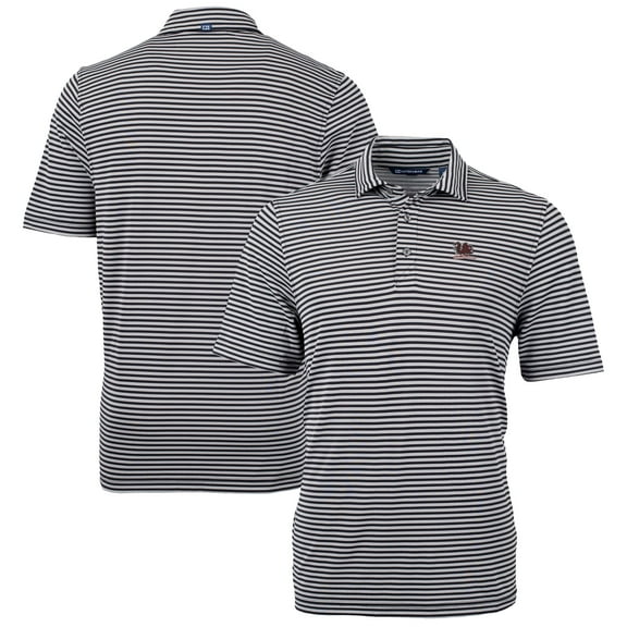 Men's Cutter & Buck Black South Carolina Gamecocks Vault DryTec Virtue Eco Pique Stripe Recycled Polo